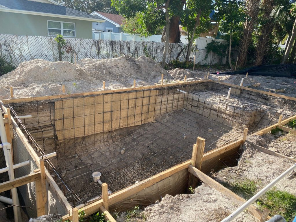 New pool construction showing framing of the pool in the St. Petersburg area. | Winway Pools