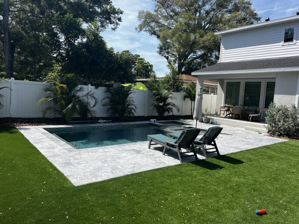Custom pool rectangle with 2 lounge chairs | Winway Pools