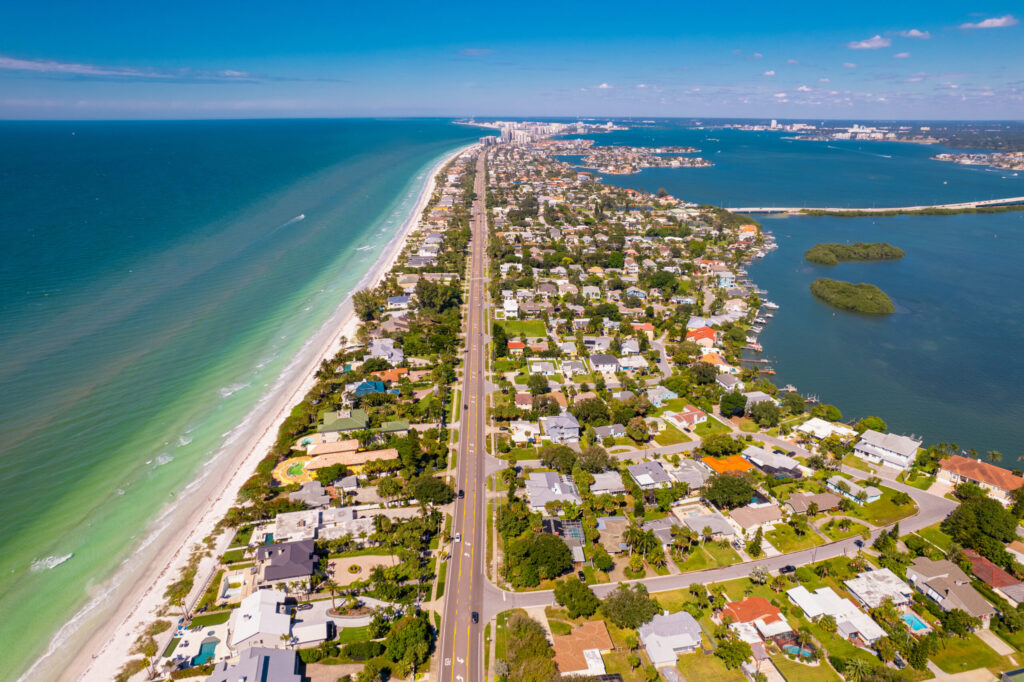 Aerial View of the Scenic Coastal Communities in the St. Petersburg, Florida area