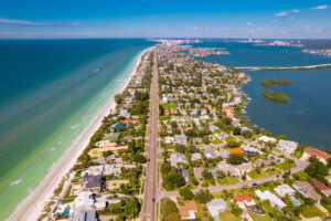Aerial View of the Scenic Coastal Communities in the St. Petersburg, Florida area