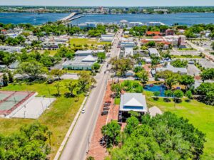 Aerial View of the Scenic Palmetto, Florida Area with Homes and Pools